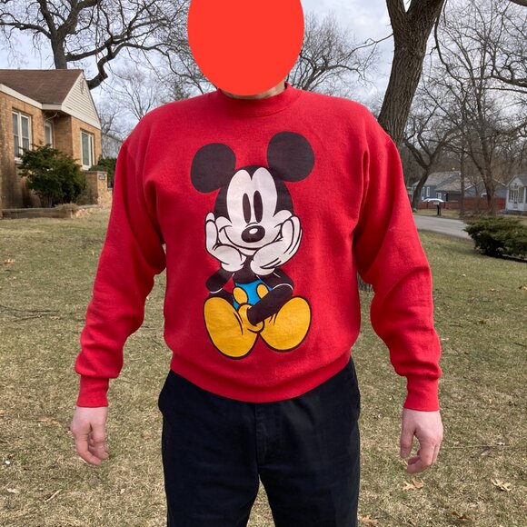 Vintage Double sided Mickey Mouse Red Sweatshirt Disney Size Large? - Picture 14 of 16